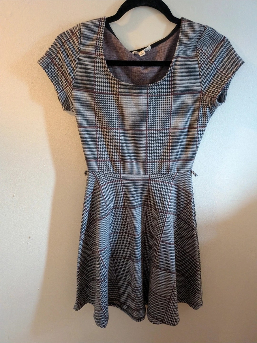 Rolla Coster Black and White Plaid Fit-and-Flare Dress
